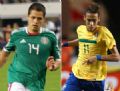 Brasil e Mxico jogam hoje s 22h30 Chicharito e Neymar, as maiores revelaes de Mxico e Brasil (Foto: Editoria de Arte/Globoesporte.com)