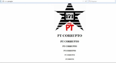  Hackers invadem site oficial do PT e publicam mensagens contra o partido Site do PT apareceu hackeado no incio da manh com mensagens contra o partido (Foto: Reproduo/Internet)