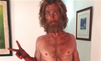 Chris Hemsworth aparece irreconhecvel em foto das gravao de No Corao do Mar Foto: Reproduo