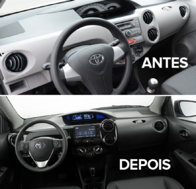 Toyota Etios 2017: primeiras impresses Painel do Etios em 2014 e em 2017 (Foto: Divulgao)