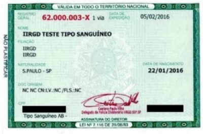 Carteira de identidade pode incluir tipo sanguneo em So Paulo Tipo sanguneo s ser acrescentando para quem solicitar. Foto: Divulgao