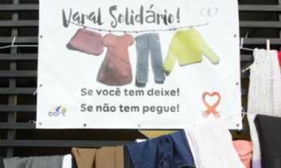 Varal solidrio promove doaes de roupas Foto: Andr Henriques/DGABC