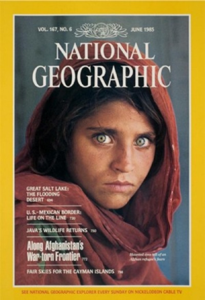 Afeg famosa por capa de revista  presa no Paquisto Gula foi imortalizada em capa da revista National Geographic em 1985 (Foto: Reproduo/ National Geographic)