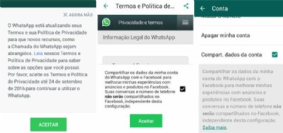 UE diz que Facebook deu informaes falsas ao comprar Whatsapp Novos termos de servio apresentados pelo Whatsapp em agosto, que mencionam a possibilidade de compartilhamento de dados com o Facebook (Foto: Divulgao/Whatsapp)