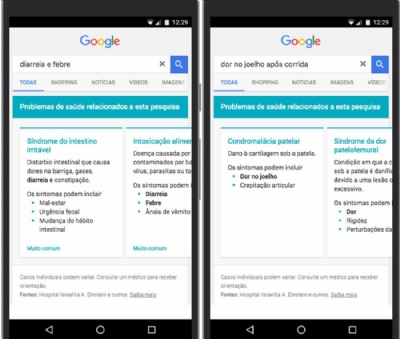  Google muda busca no celular para mostrar doenas relacionadas a sintomas pesquisados Google passa a mostrar doenas relacionadas e informaes sobre elas quando usurio fizer buscar por sintomas. (Foto: Divulgao/Google) 