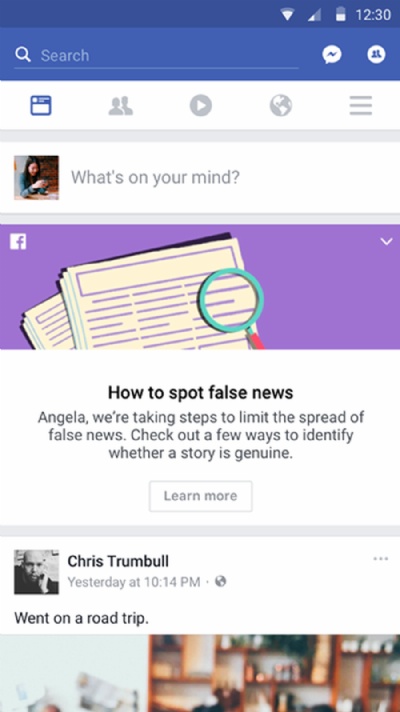  Facebook vai intensificar checagem de fatos para combater notcias falsas Facebook vem orientando usurios a como identificar notcias falsas (Foto: Divulgao/Facebook) 
