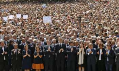 Espanha realiza ato em homenagem a vtimas de ataque e papa condena violncia Foto: FRANCISCO SECO/ASSOCIATED PRESS/ESTADO CONTEDO 