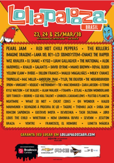 Pearl Jam, Red Hot Chili Peppers e The Killers: Lollapalooza divulga programao com todas as atraes 