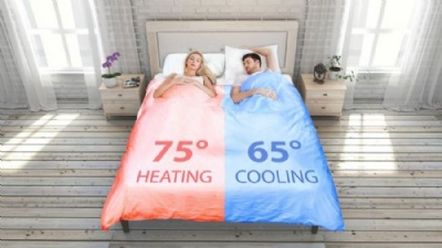 Como funciona o 'cobertor inteligente' controlado pelo celular de quem est em cada metade da cama Temperatura varia entre 17C e 24C simultaneamente de cada lado da cama (Foto: Smartduvet) 