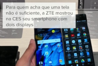  Celular da ZTE tem dupla tela que roda dois aplicativos ao mesmo tempo CES 2018: ZTE lana smartphone com 2 telas 