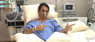 Quadro de Bolsonaro evoluiu bem aps cirurgia; candidato permanece na UTI Foto: Reproduo/Twitter Flavio Bolsonaro 